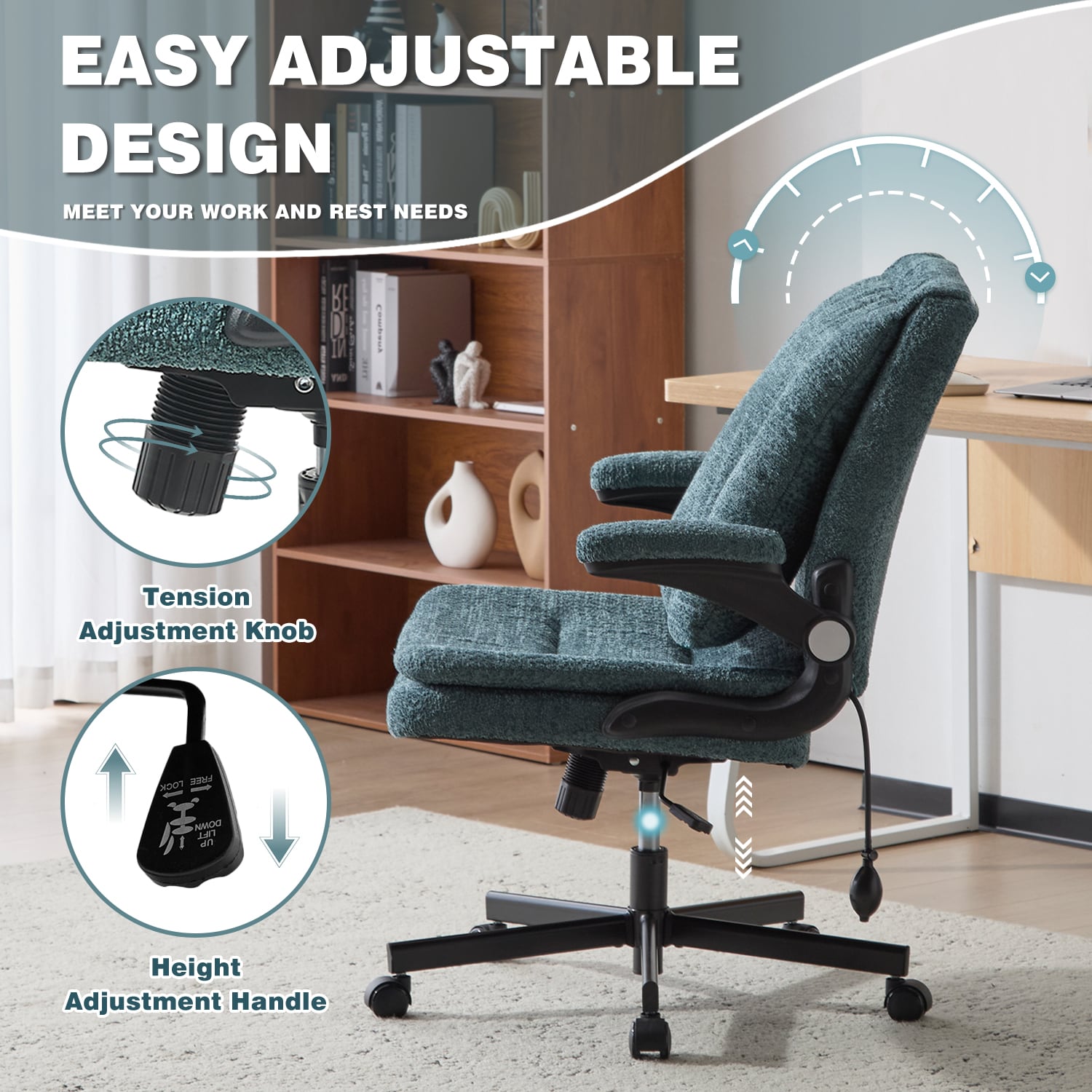 Ergonomic Office Chair With Airbag Lumbar Support And Flip Armrests_voghion.com